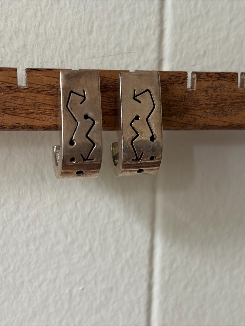 Vintage 925 Silver Native American Inspired Constellation Huggie Earrings